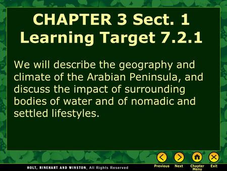 CHAPTER 3 Sect. 1 Learning Target 7.2.1