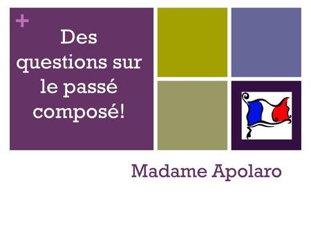+ Madame Apolaro Des questions sur le passé composé!