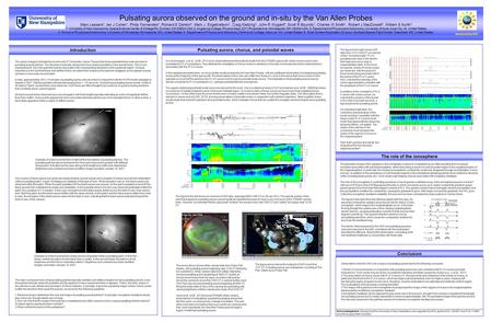 Introduction Pulsating aurora, chorus, and poloidal waves Acknowledgement: Research at the University of New Hampshire was supported by NSF grants AGS-1202827.