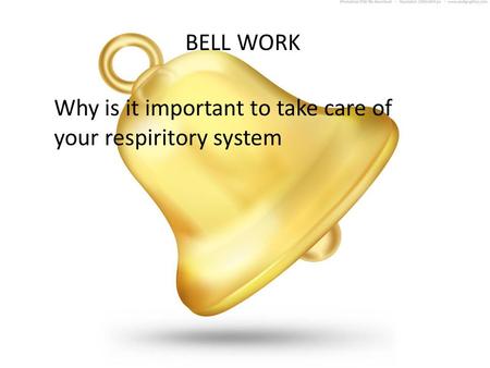 BELL WORK Why is it important to take care of your respiritory system.