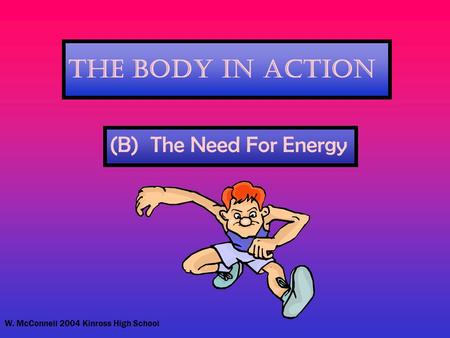 W. McConnell 2004 Kinross High School The Body In Action (B) The Need For Energy.