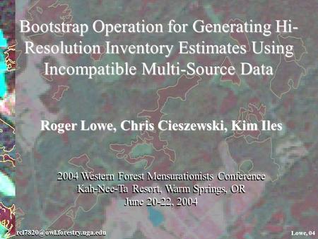 Bootstrap Operation for Generating Hi- Resolution Inventory Estimates Using Incompatible Multi-Source Data Lowe, 04 Roger.