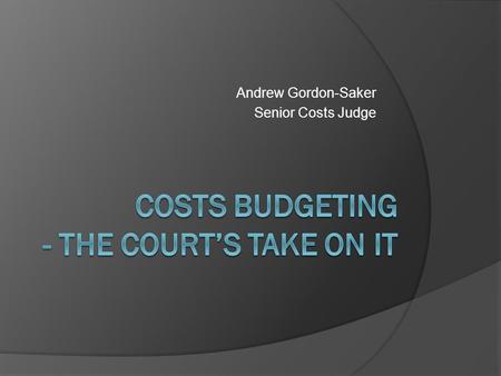 Costs BUDGETING - The COURT’S TAKE ON IT