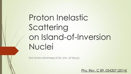 Proton Inelastic Scattering on Island-of-Inversion Nuclei Shin’ichiro Michimasa (CNS, Univ. of Tokyo) Phy. Rev. C 89, 054307 (2014)