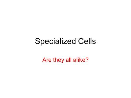 Specialized Cells Are they all alike?. Maryland Science Content Standards Describe and explain that the complex set of systems found in multicellular.