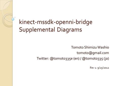 Kinect-mssdk-openni-bridge Supplemental Diagrams Tomoto Shimizu Washio (en) (ja) Rev 1: 9/15/2012.