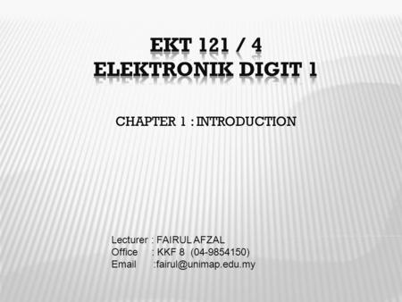 CHAPTER 1 : INTRODUCTION