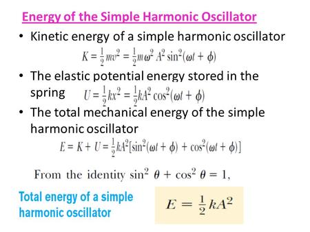 Energy of the Simple Harmonic Oscillator