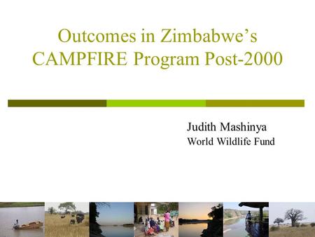 Outcomes in Zimbabwe’s CAMPFIRE Program Post-2000 Judith Mashinya World Wildlife Fund.