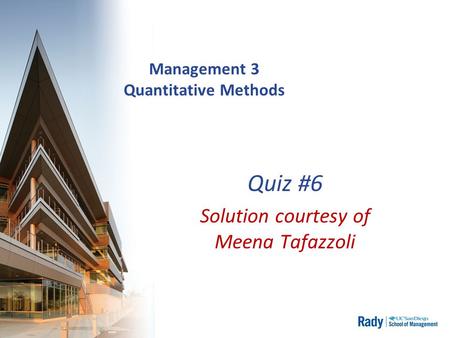 Management 3 Quantitative Methods