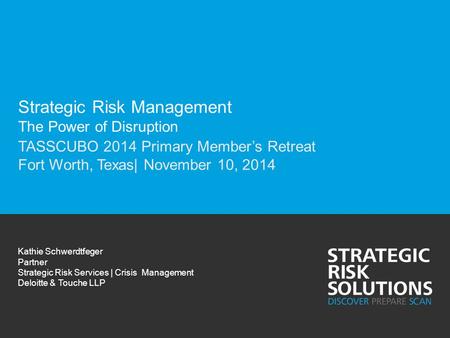 Strategic Risk Management The Power of Disruption