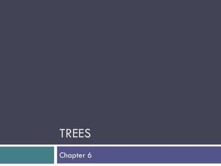 TREES Chapter 6. Trees - Introduction  All previous data organizations we've studied are linear—each element can have only one predecessor and successor.