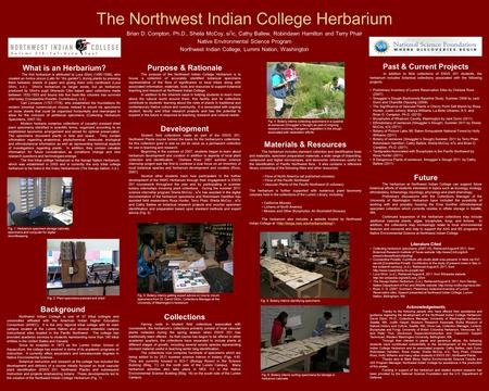 The Northwest Indian College Herbarium Brian D. Compton, Ph.D., Sheila McCoy, si ˀ ic, Cathy Ballew, Robindawn Hamilton and Terry Phair Native Environmental.