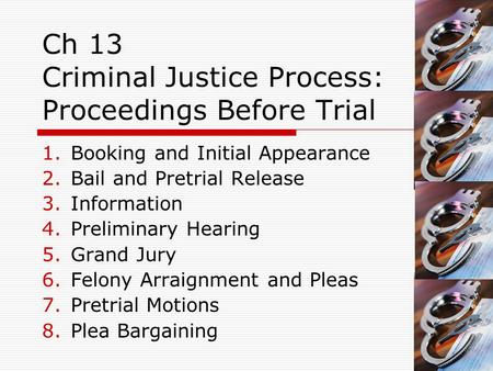 Ch 13 Criminal Justice Process: Proceedings Before Trial