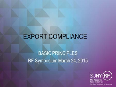 BASIC PRINCIPLES RF Symposium March 24, 2015