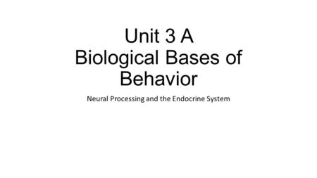 Unit 3 A Biological Bases of Behavior