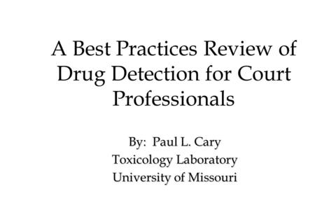 A Best Practices Review of Drug Detection for Court Professionals