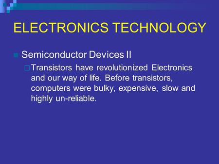 ELECTRONICS TECHNOLOGY