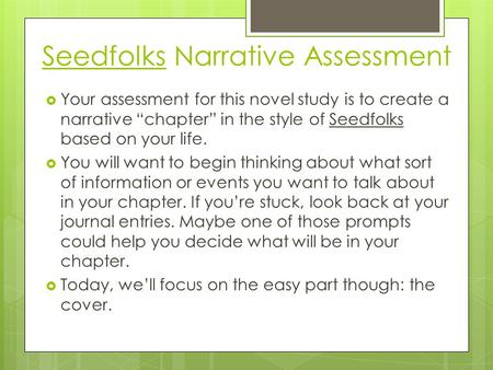 Seedfolks Narrative Assessment