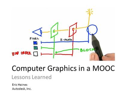 Computer Graphics in a MOOC Lessons Learned Eric Haines Autodesk, Inc.
