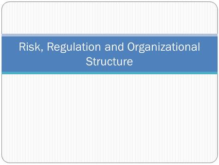 Risk, Regulation and Organizational Structure. Hedge Fund Investing Risks.