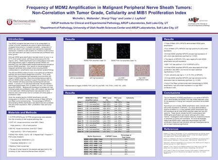 Frequency of MDM2 Amplification in Malignant Peripheral Nerve Sheath Tumors: Non-Correlation with Tumor Grade, Cellularity and MIB1 Proliferation Index.