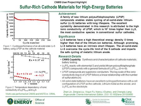 Sulfur-Rich Cathode Materials for High-Energy Batteries Achievement A family of new lithium polysulfidophosphate (LPSP) compounds enables stable cycling.