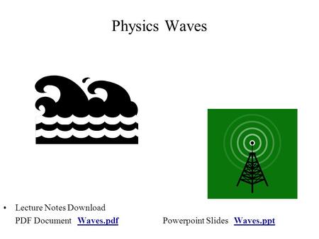 Physics Waves Lecture Notes Download