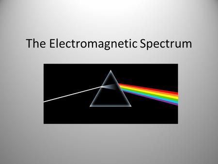 The Electromagnetic Spectrum. Behavior of Light All light travels at the same speed 1.Behaves as a particle (photon) 2.Behaves as a wave: travels through.
