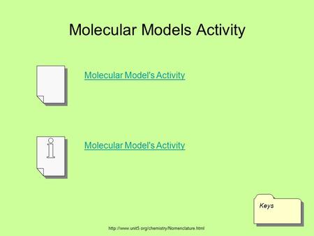 Molecular Models Activity KeysKeys Molecular Model's Activity