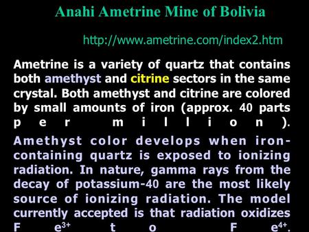 Anahi Ametrine Mine of Bolivia