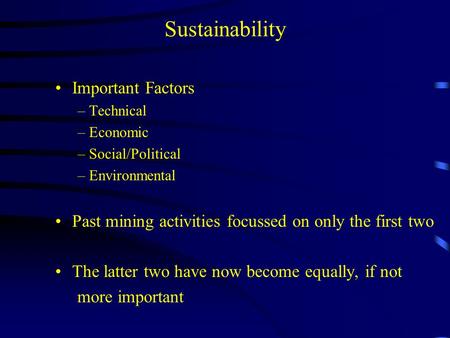 Sustainability Important Factors