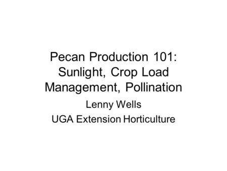 Pecan Production 101: Sunlight, Crop Load Management, Pollination