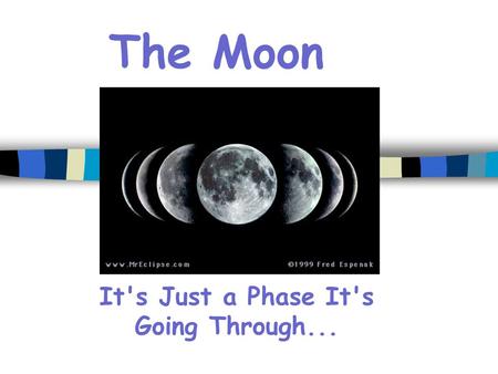 The Moon It's Just a Phase It's Going Through....