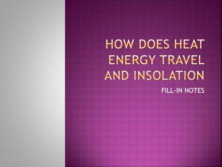 How Does Heat Energy Travel and Insolation