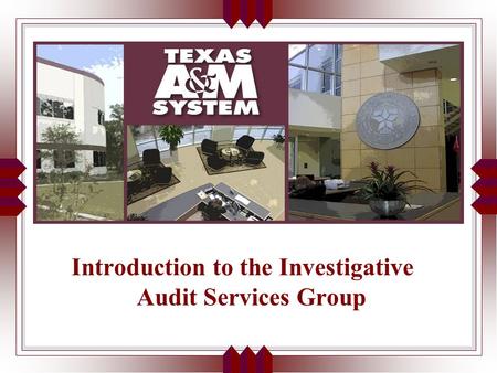 Introduction to the Investigative Audit Services Group.