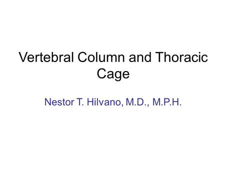 Vertebral Column and Thoracic Cage