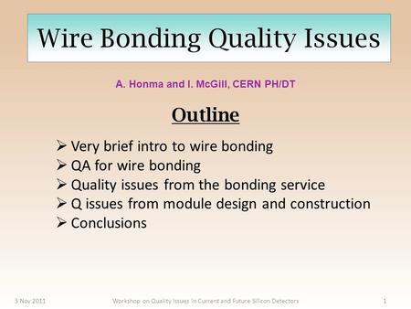 Wire Bonding Quality Issues