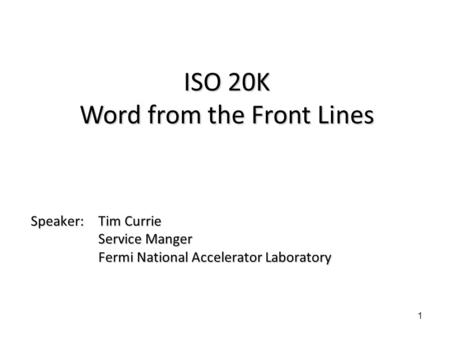 ISO 20K Word from the Front Lines