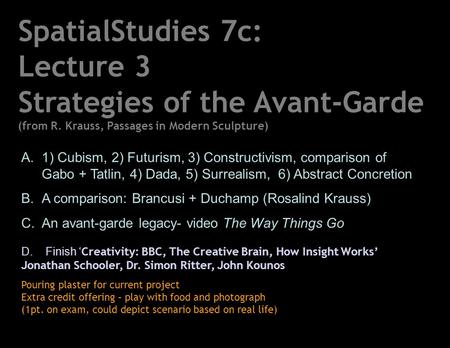 Lecture 3 Strategies of the Avant-Garde