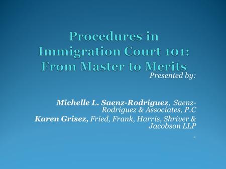 Procedures in Immigration Court 101: From Master to Merits