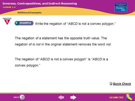 Write the negation of “ABCD is not a convex polygon.”