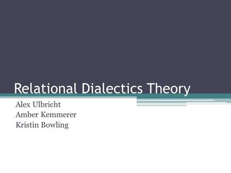 Relational Dialectics Theory