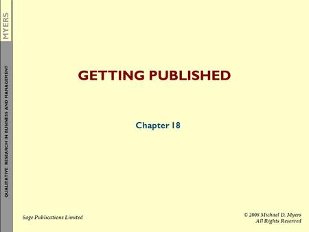 GETTING PUBLISHED Chapter 18.