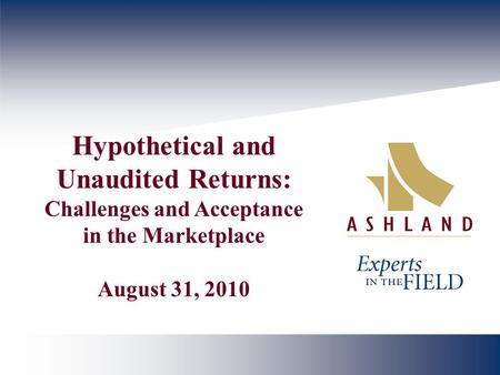 Hypothetical and Unaudited Returns: Challenges and Acceptance in the Marketplace August 31, 2010.