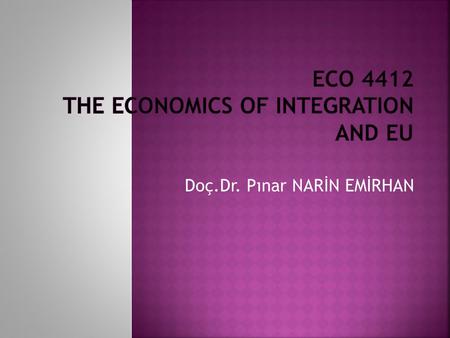 Doç.Dr. Pınar NARİN EMİRHAN.  The objective of this course is to introduce the students the types of economic integrations and to analyze the effects.