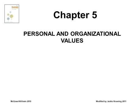 PERSONAL AND ORGANIZATIONAL VALUES