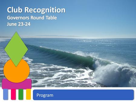 Program Club Recognition. Mega Issue Question  Awards  Programs  Leadership training  Meetings Soroptimist Governors Round Table | June 23-24, 2013.