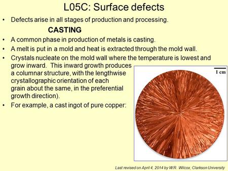 L05C: Surface defects CASTING