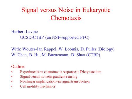 Signal versus Noise in Eukaryotic Chemotaxis